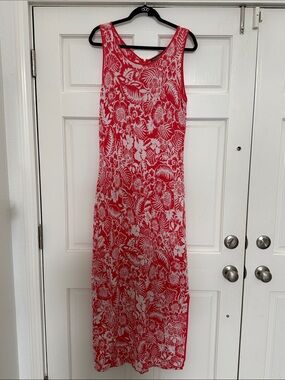 Tommy Bahama Red and White Floral Tank Maxi Dress Size L